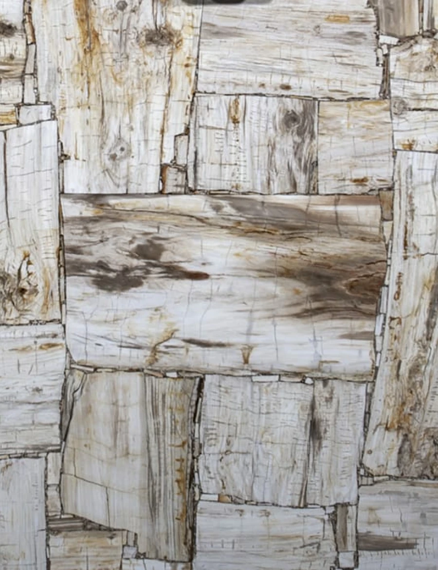 Semiprecious PETRIFIED WOOD IVORY RETRÒ